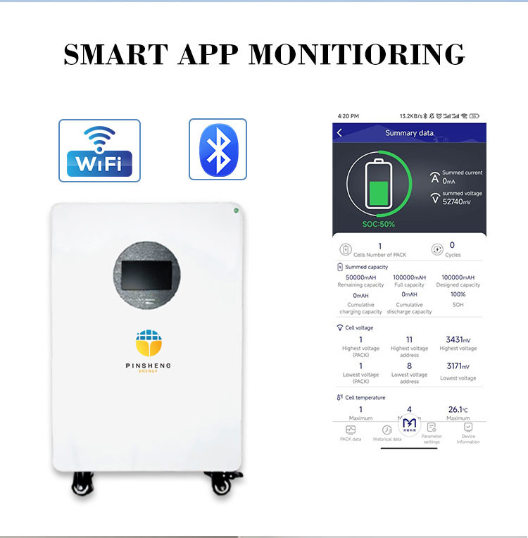 Pinsheng zuverlässige 48V LiFePO4 Batteriepacks 10KWh & 15KWh Solarenergie Speicherung mit 200Ah, 280Ah, 300Ah Optionen