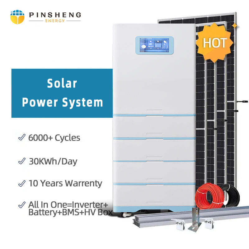 PINSHENG Hochspannung 10 kW 20 kWh 25 kWh 30 kWh Batterie Heimanwendung All-in-One-Wechselrichter Hybrides Solarenergiesystem