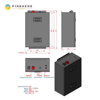 PINSHENG 48V 72V 50Ah 100Ah 200Ah Lifepo4 Lithium-Ionen-Batterie für E-Bike und Motorrad